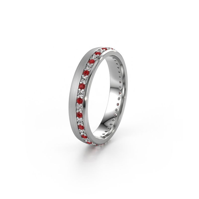 Trouwring WH0303L24AM 950 platina robijn ±4x1.7 mm