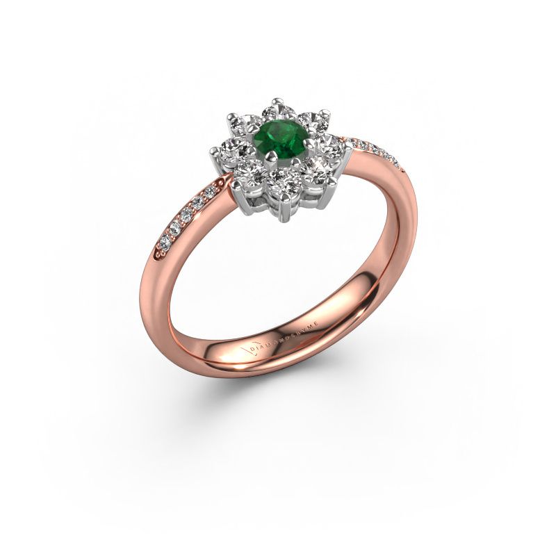 Engagement ring Camille 2 585 rose gold emerald 3.4 mm