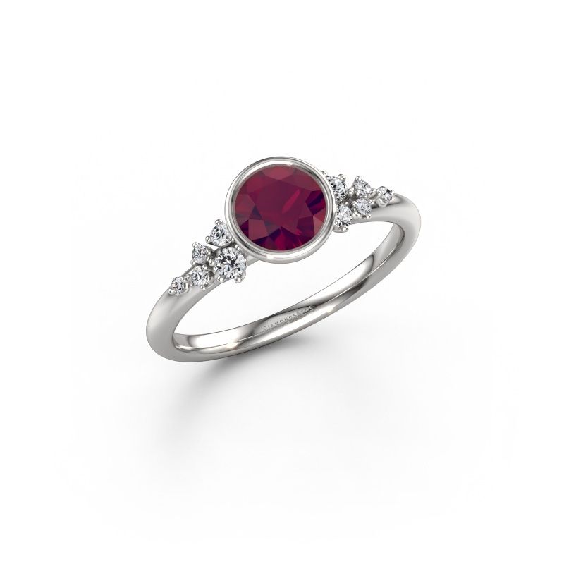 Verlovingsring Aliyah RND 950 platina rhodoliet 5.7 mm