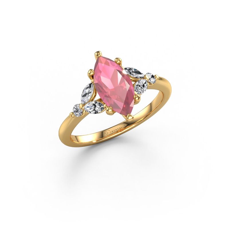 Engagement ring Megan MRQ 585 gold tourmaline pink 11x5.5 mm