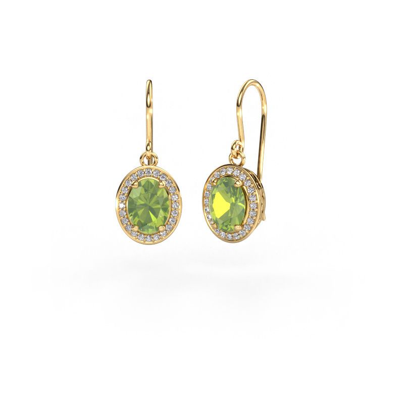 Pendants d'oreilles Latesha 585 or jaune péridot 7x5 mm