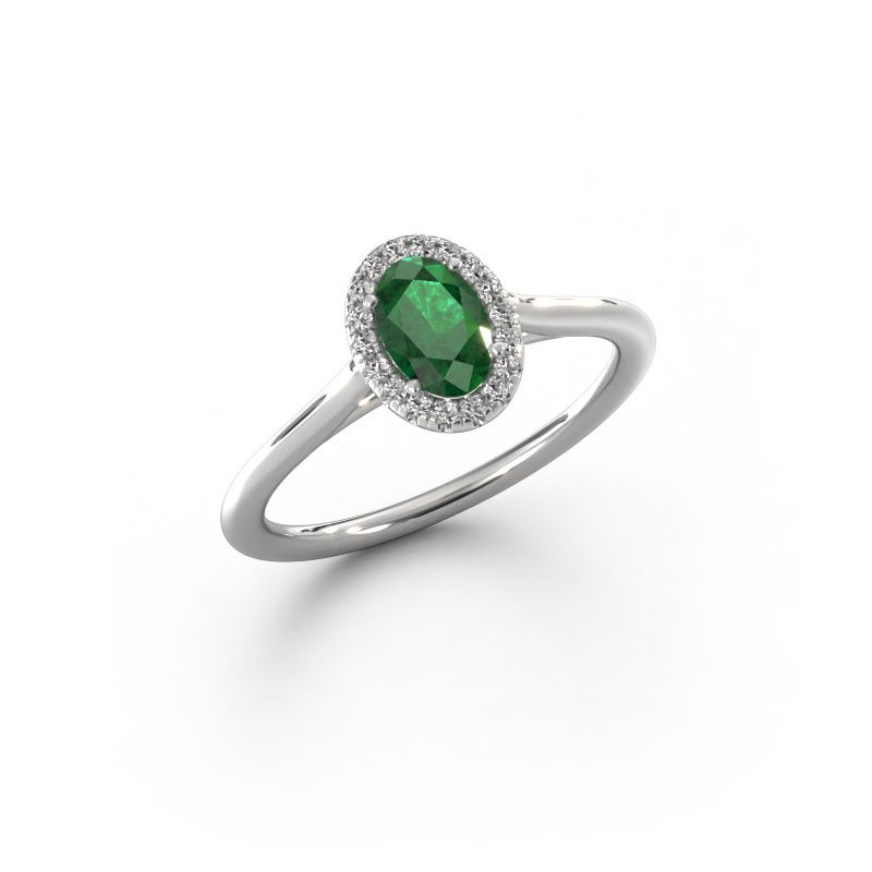 Engagement ring Seline ovl 1 950 platinum emerald 6x4 mm