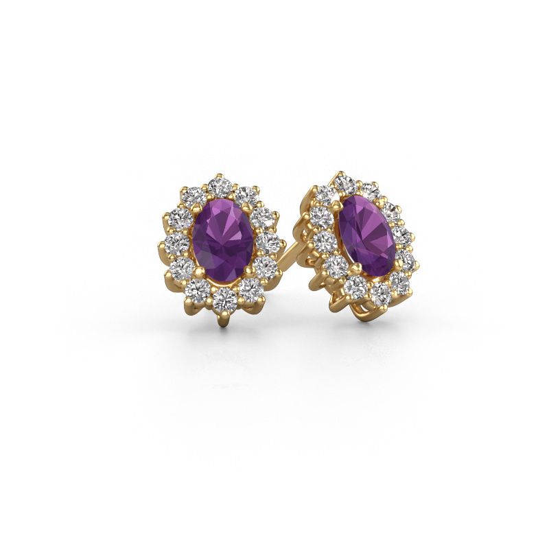 Earrings Margien 585 gold amethyst 6x4 mm
