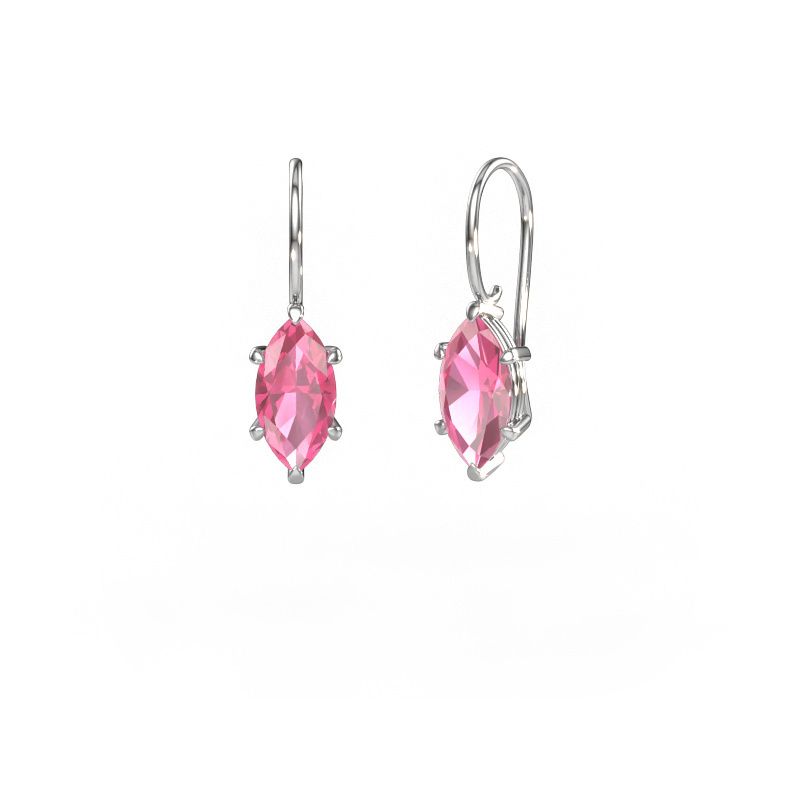 Drop earrings Cleo MRQ 585 white gold pink sapphire 12x6 mm