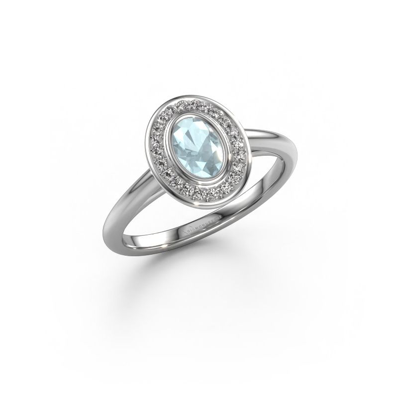 Verlobungsring Noud 1 OVL 585 Weißgold Aquamarin 6x4 mm