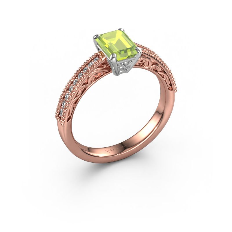 Bague de fiançailles Shonta EME 585 or rose péridot 7x5 mm