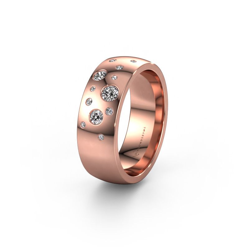 Alianza de boda WH0141L26BP 585 oro rosa diamante de laboratorio ±7 x 2 mm