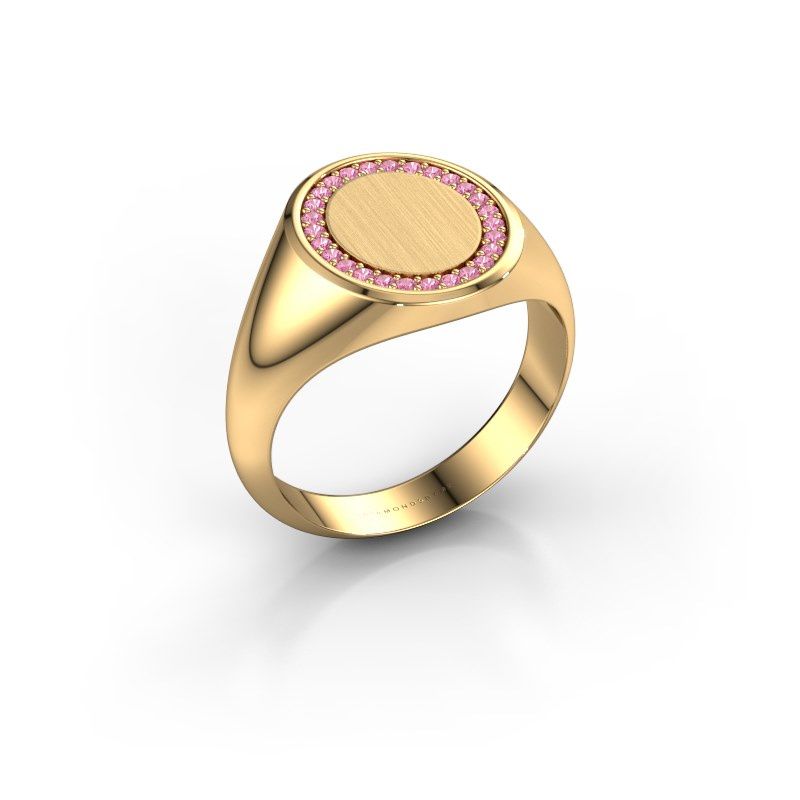 Image of Men's ring floris oval 3<br/>585 gold<br/>Pink sapphire 1.2 mm