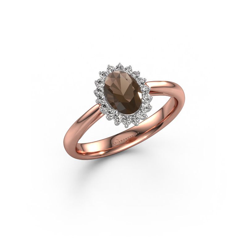 Engagement ring Tilly ovl 1 585 rose gold smokey quartz 7x5 mm