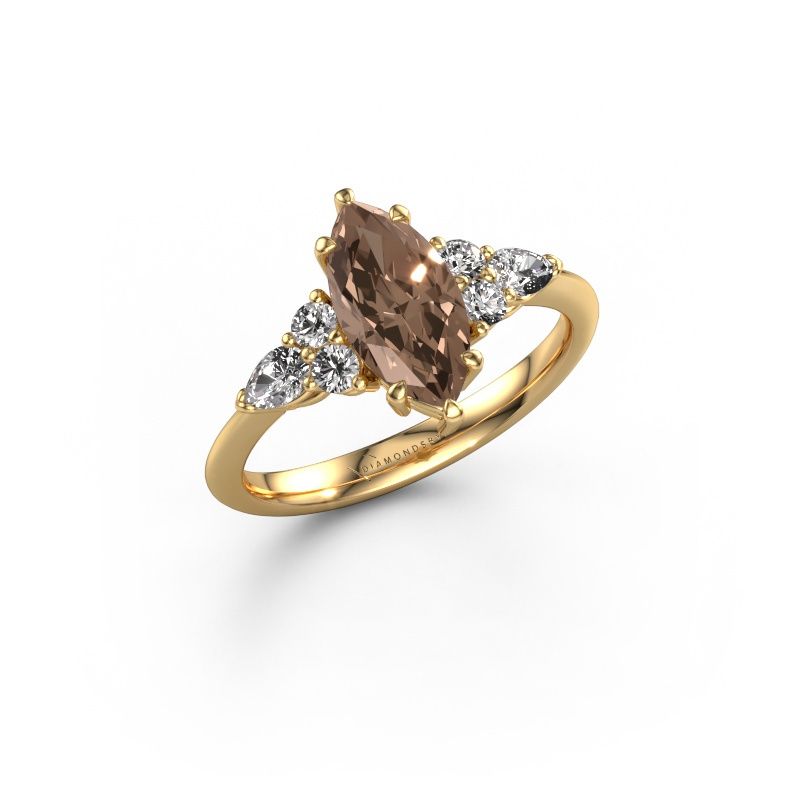 Bague de fiançailles Melani MRQ 585 or jaune diamant brun 1.79 crt