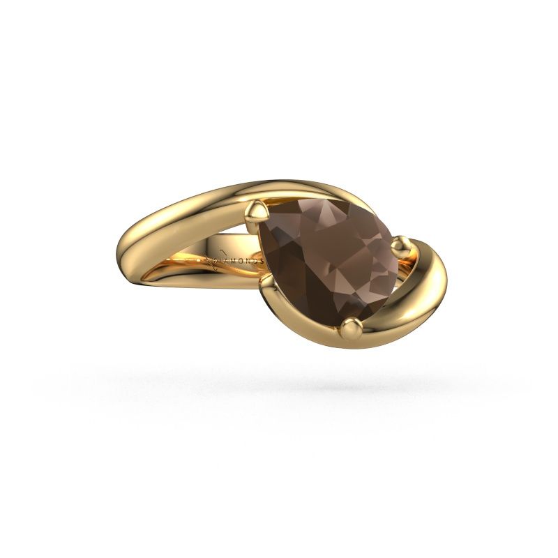 Engagement ring Aida PER 585 gold smokey quartz 9x7 mm