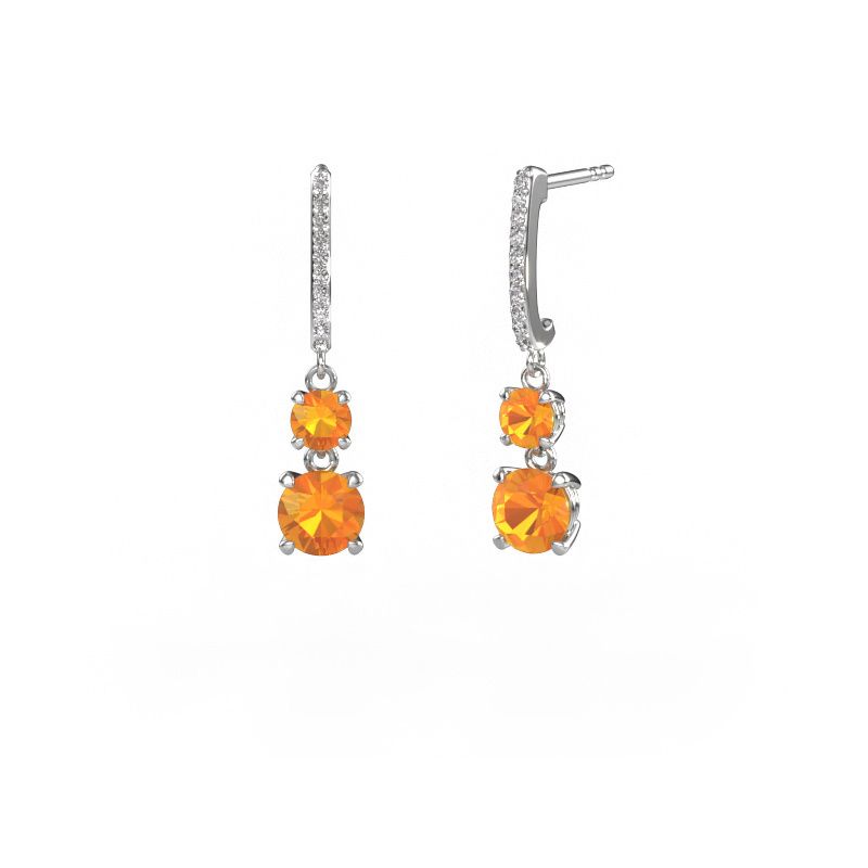 Drop earrings Tanja 2 585 white gold citrin 4.2 mm