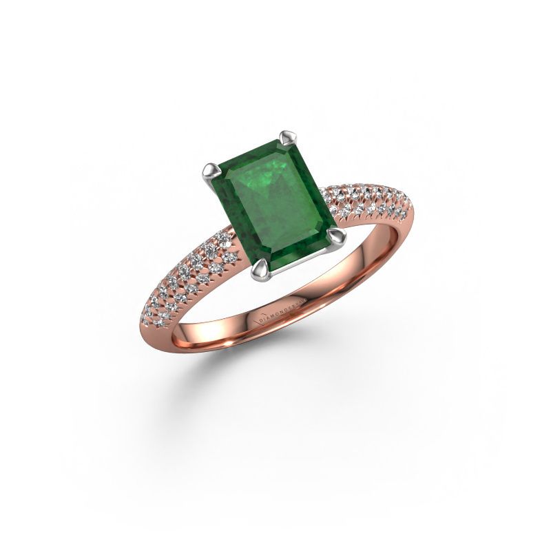 Verlobungsring Morane EME 585 Roségold Smaragd 8x6 mm