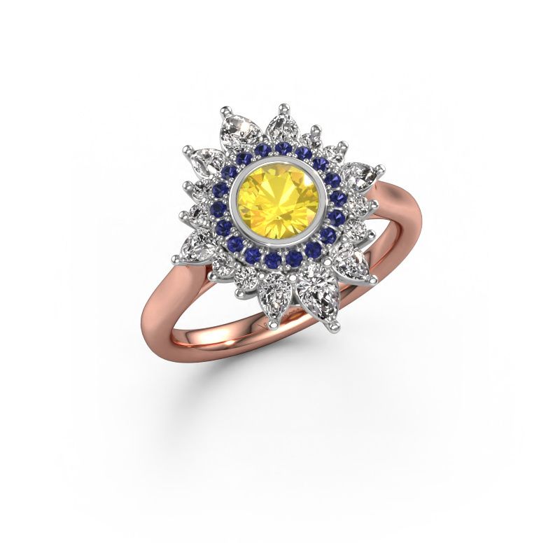 Verlobungsring Tianna 585 Roségold Gelb Saphir 5 mm