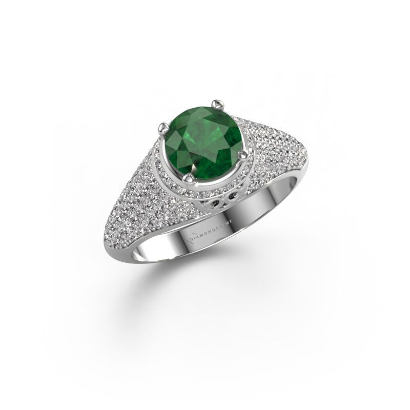 Bague Sharee 950 platine emeraude 6.5 mm