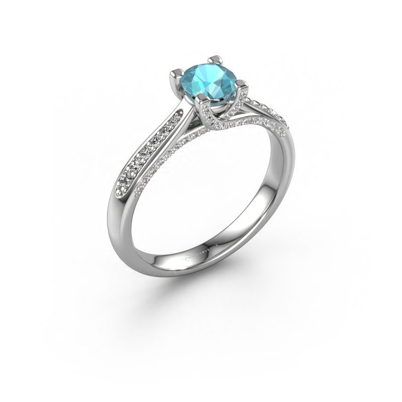 Verlobungsring Mia 3 950 Platin Blau Topas 5 mm