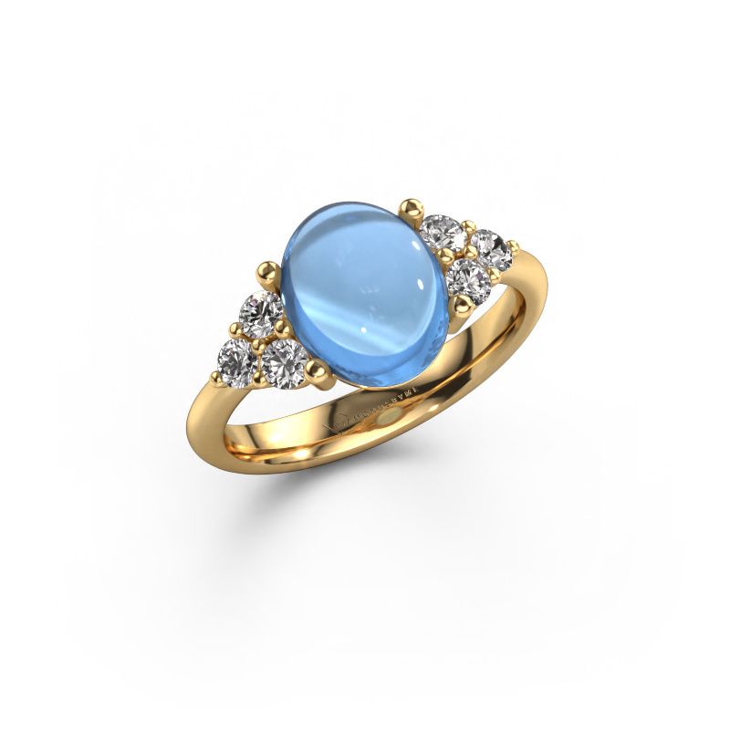 Ring Clarice 585 gold blue topaz 10x8 mm
