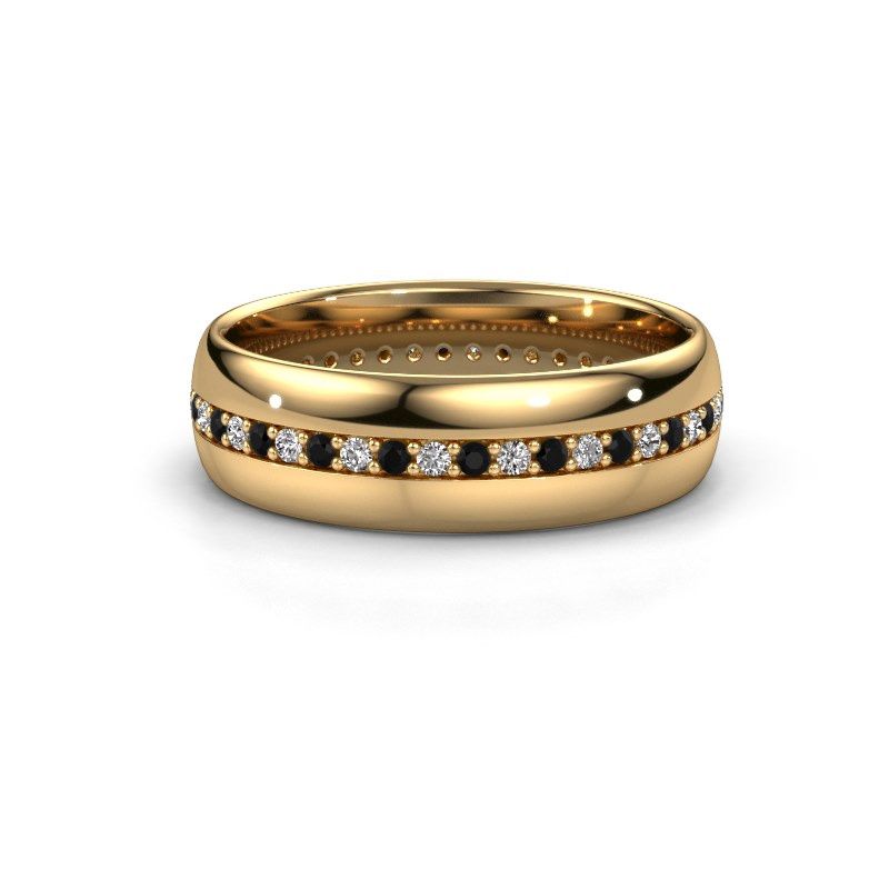 Image of Wedding ring WH0203L36AP<br/>585 gold ±6x1.7 mm<br/>Black diamond
