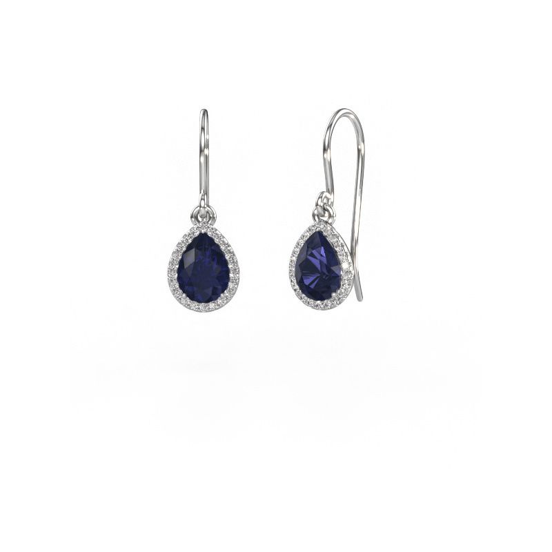 Pendants d'oreilles Seline per 585 or blanc saphir 7x5 mm