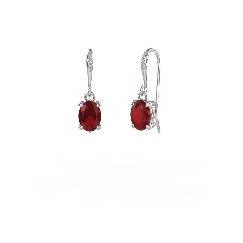 Pendants d'oreilles Laurie OVL 2 950 platine rubis 7x5 mm