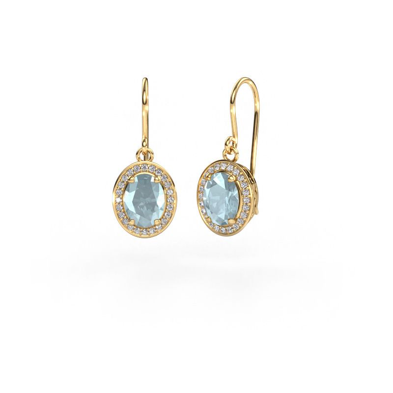 Pendants d'oreilles Latesha 585 or jaune aigue-marine 7x5 mm