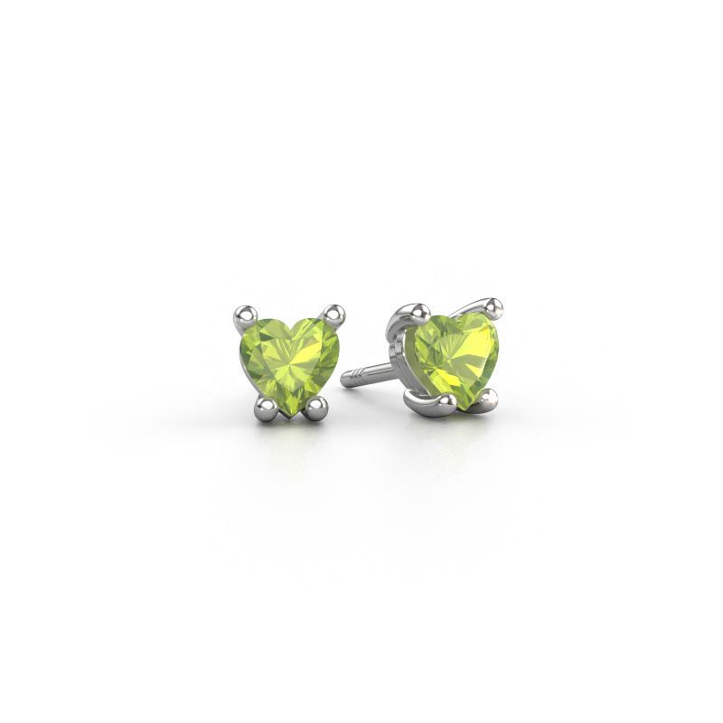 Earrings Sam Heart 950 platinum peridot 5 mm