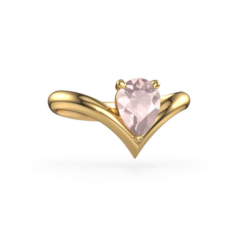Anello di fidanzamento Maddy PER 585 oro morganite champagne 8x6 mm