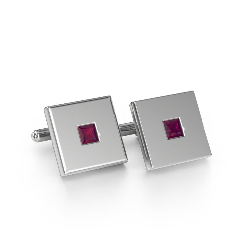 Manchetknopen Givanti 585 witgoud rhodoliet 4 mm