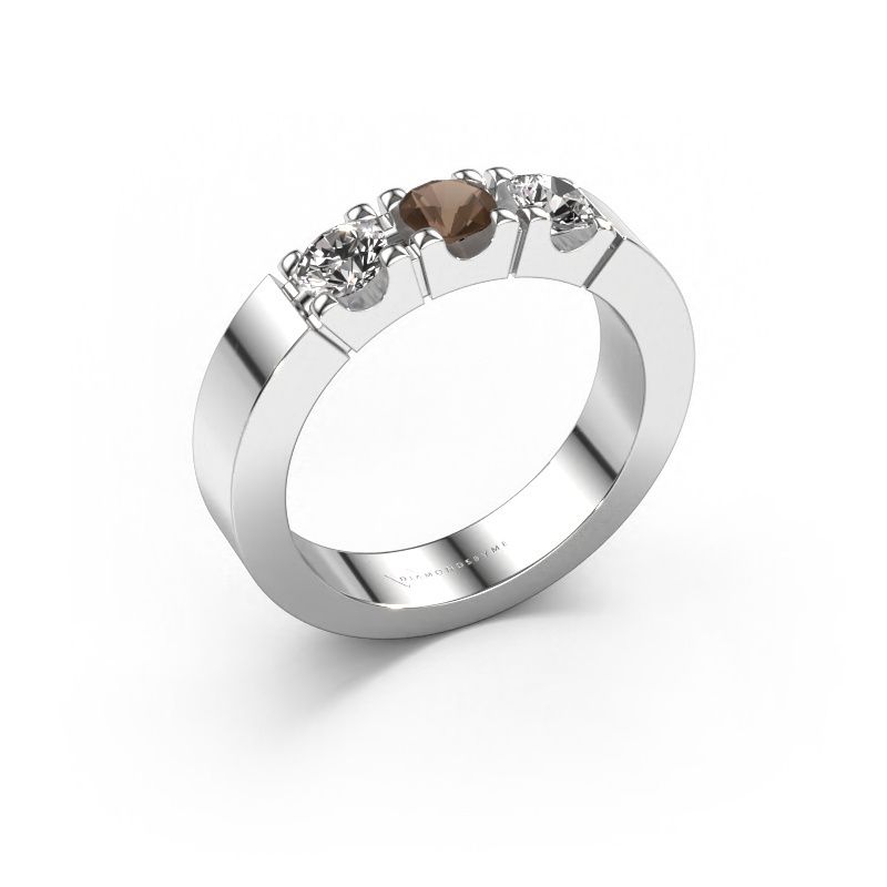 Ring Dana 3 585 witgoud rookkwarts 4 mm