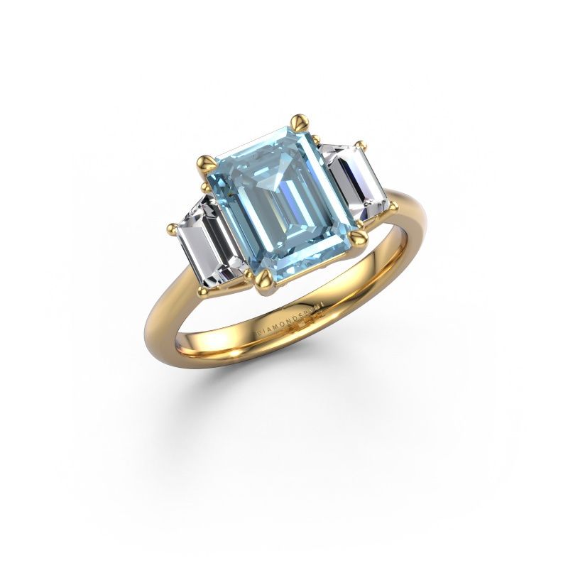 Engagement ring Maggie EME 585 gold blue lab grown diamond 9x7 mm