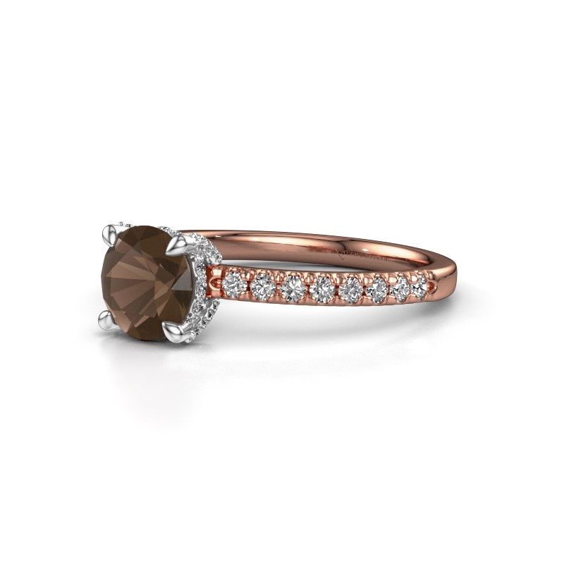 Image of Engagement ring saskia rnd 1<br/>585 rose gold<br/>Smokey quartz 6.5 mm