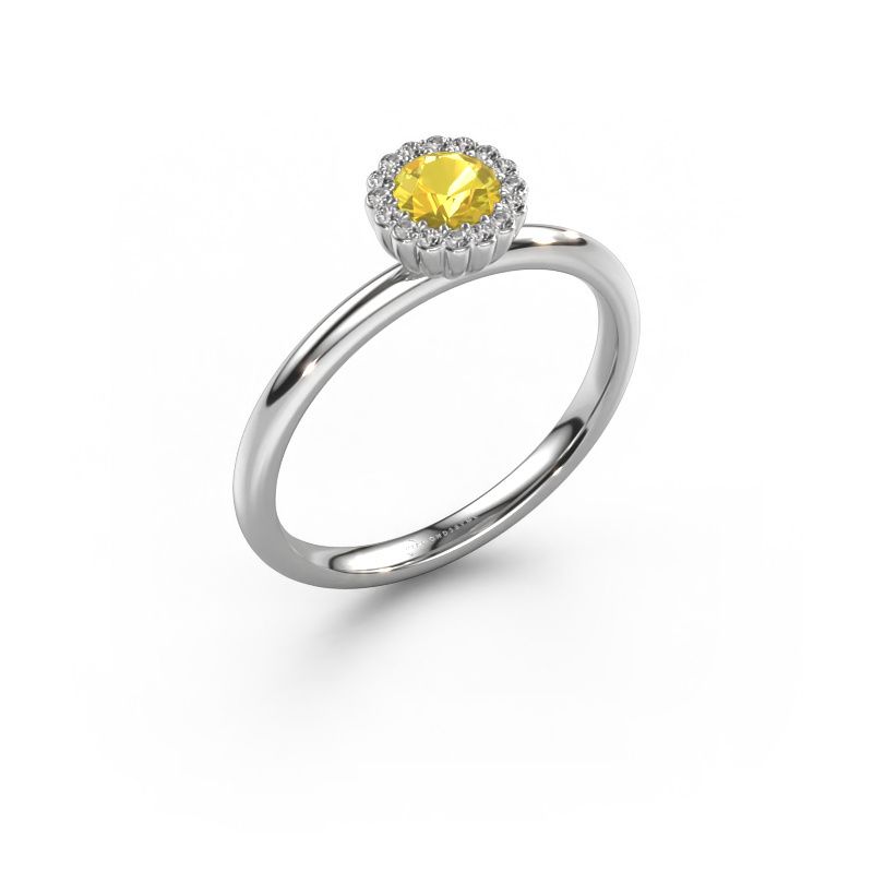 Verlobungsring Queen 585 Weißgold Gelb Saphir 4.2 mm