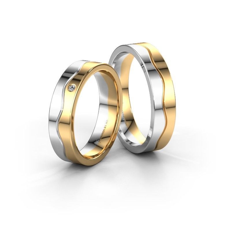 Image of Friendship rings set WH0701LM15AP ±5x1.7 mm 14 Carat white gold diamond 0.012 crt