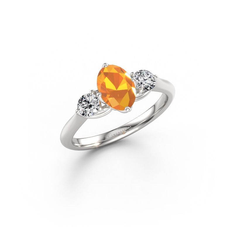 Engagement ring Vosje OVL 950 platinum citrin 7,5x5,5 mm