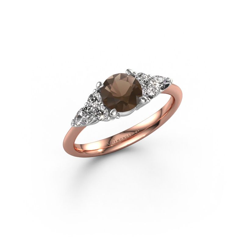Verlobungsring Melani RND 585 Roségold Rauchquarz 6 mm