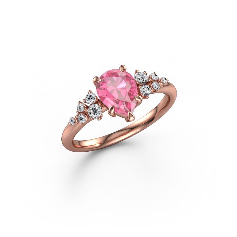 Verlovingsring Royce PER 585 rosé goud roze saffier 8x6 mm