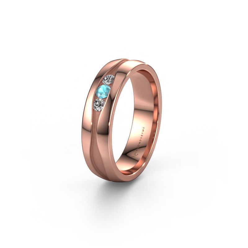 Wedding ring WH0172L25A 585 rose gold blue topaz ±5x1.7 mm