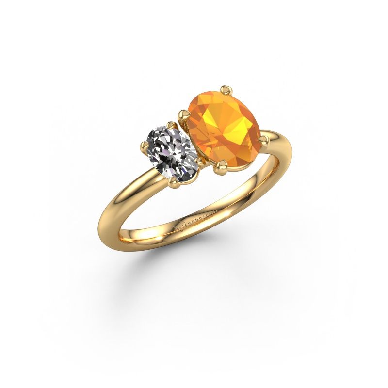 Engagement ring Toi et Moi OVL-OVL 585 gold citrin 8x6 mm