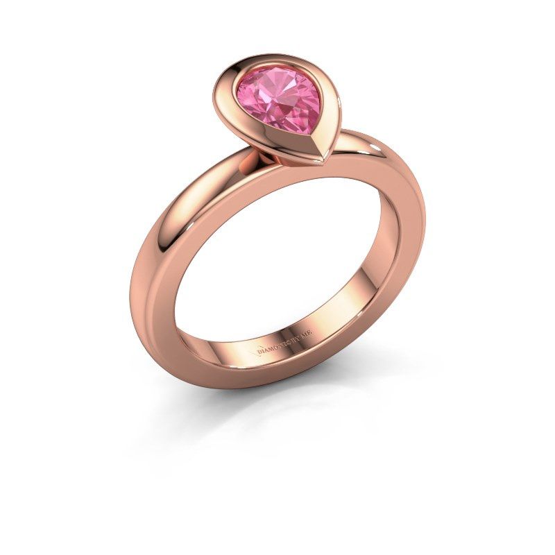 Image of Stacking ring Trudy Pear 585 rose gold pink sapphire 7x5 mm