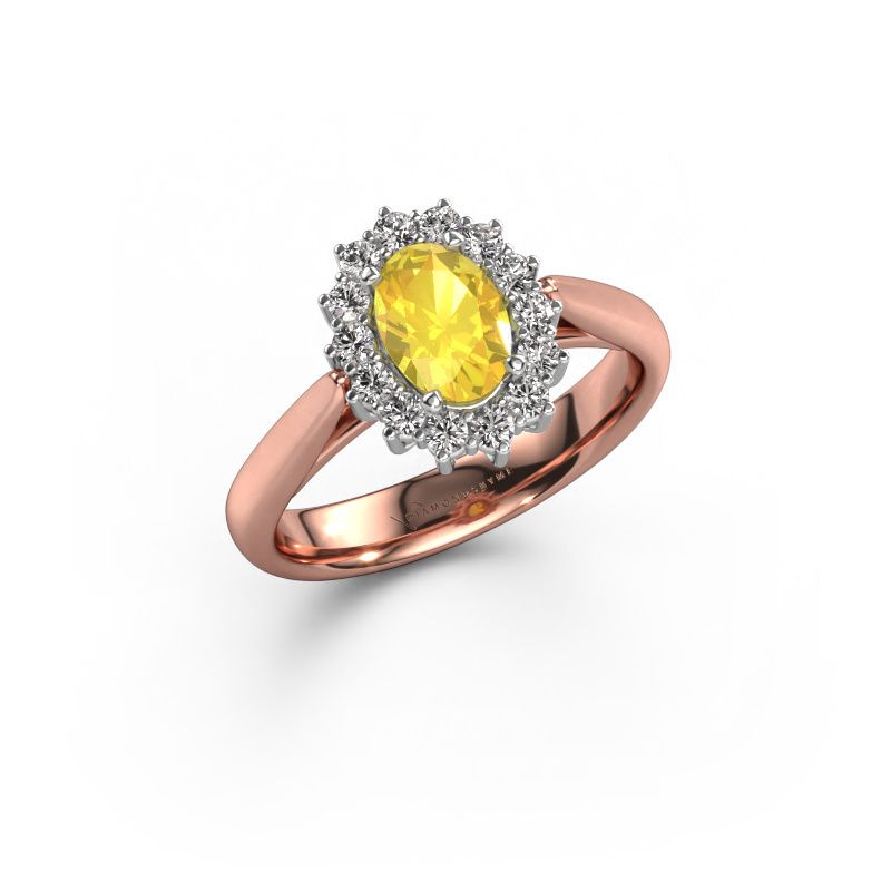 Verlobungsring Margien 1 585 Roségold Gelb Saphir 7x5 mm
