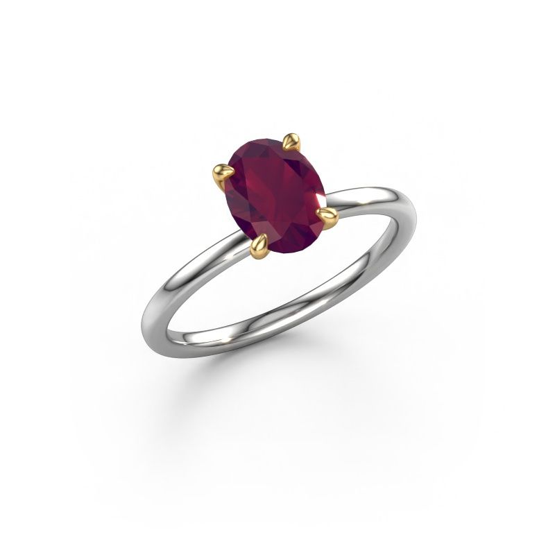 Verlobungsring Crystal OVL 1 585 Weißgold Rhodolit 8x6 mm