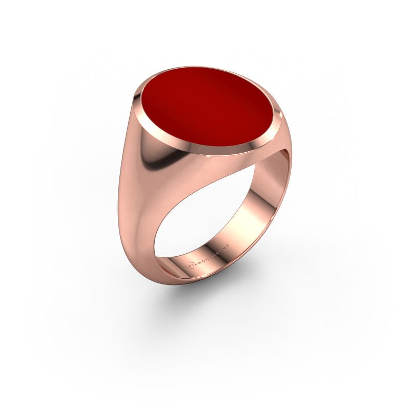 Chevalière Herman 6 585 or rose cornaline 16x13 mm