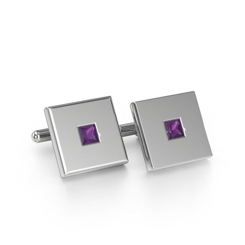 Manschettenknöpfe Givanti 585 Weißgold Amethyst 4 mm