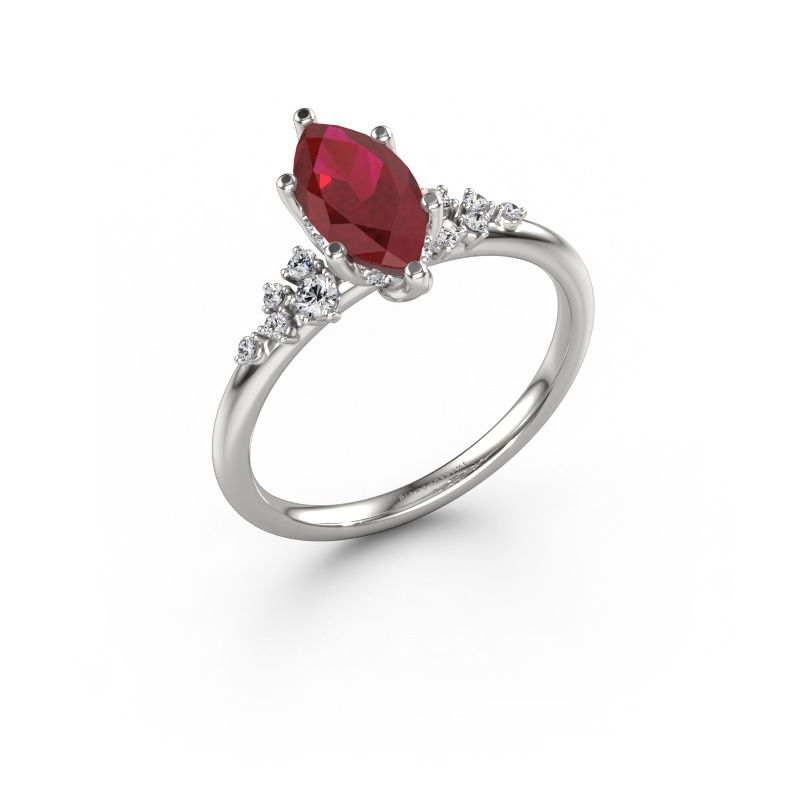 Verlovingsring Emma MRQ 950 platina robijn 10x5 mm