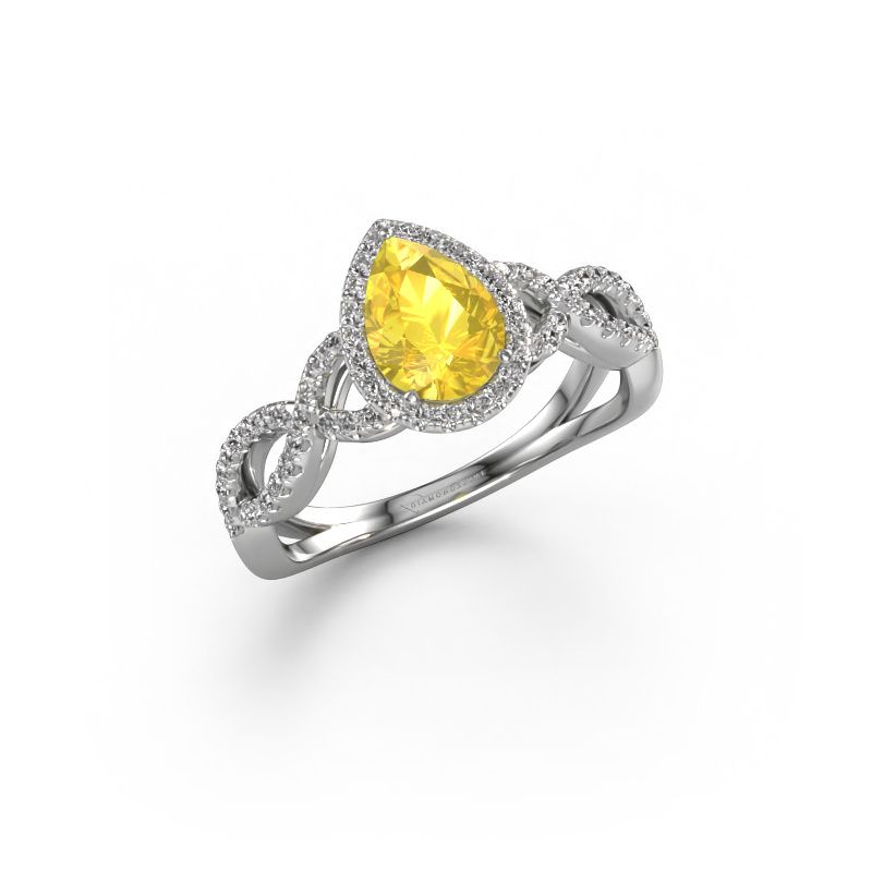 Verlobungsring Dionne pear 950 Platin Gelb Saphir 7x5 mm