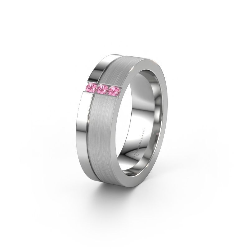 Wedding ring WH0327L16B 950 platinum pink sapphire ±6x2 mm