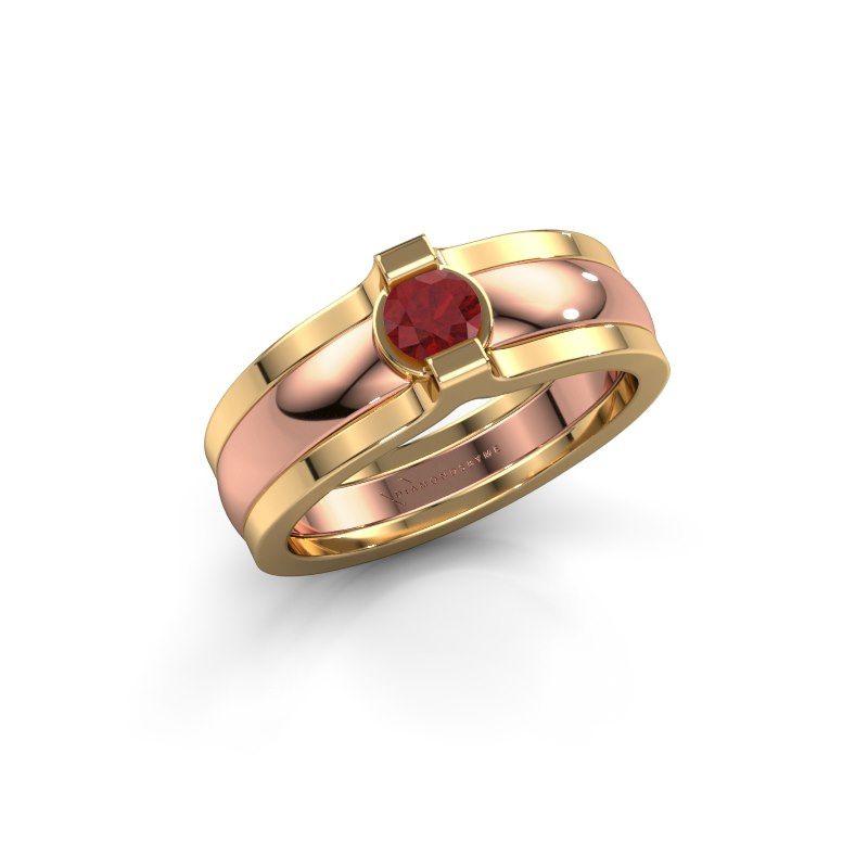 Afbeelding van Ring Jade<br/>585 rosé goud<br/>Robijn 4 mm