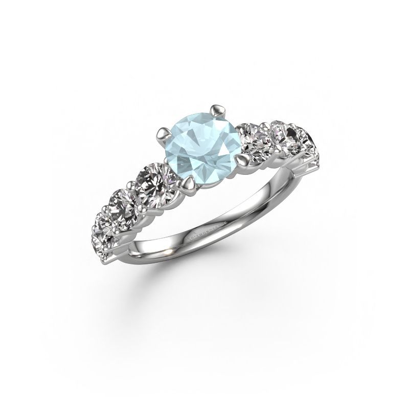 Verlobungsring Deja 950 Platin Aquamarin 6.5 mm