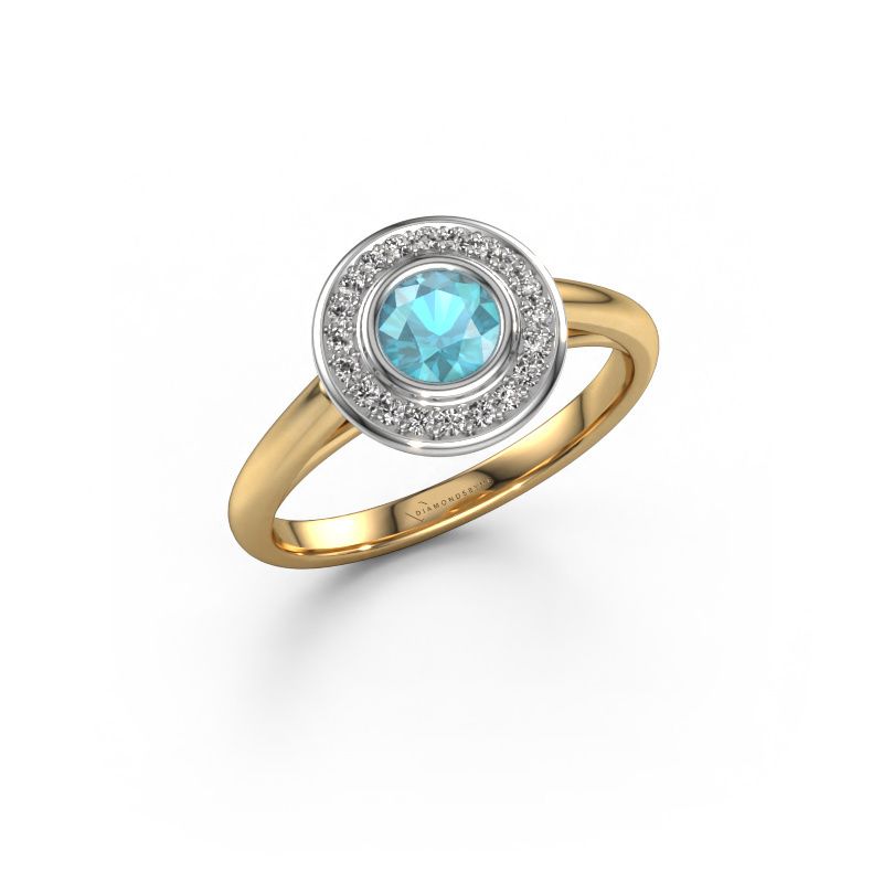 Verlobungsring Noud 1 RND 585 Gold Blau Topas 4.7 mm