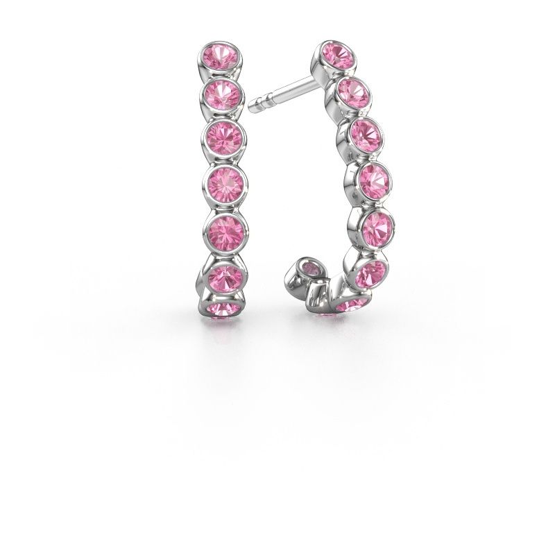 Clous d'oreilles Nova 585 or blanc saphir rose 2.2 mm